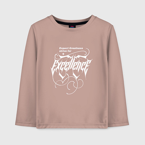 Детский лонгслив Ожидая благодарности стремитесь к совершенству / Пыльно-розовый – фото 1