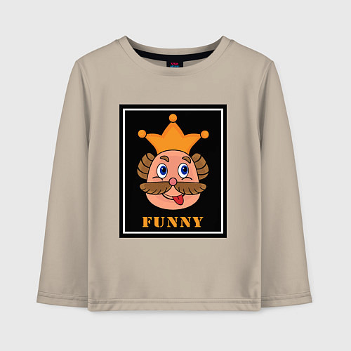 Детский лонгслив Веселый король смайликов - Funny king emoji / Миндальный – фото 1