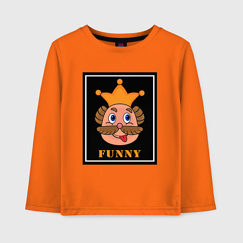 Детский лонгслив Веселый король смайликов - Funny king emoji / Оранжевый – фото 1