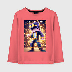 Лонгслив хлопковый детский Jojo and Minecraft - collaboration ai art, цвет: коралловый