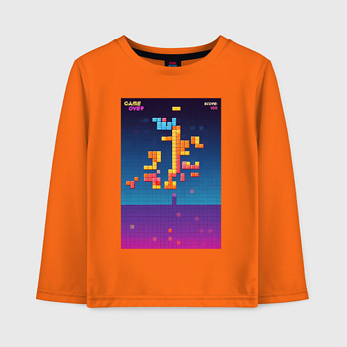 Детский лонгслив Синтвейв тетрис / Оранжевый – фото 1