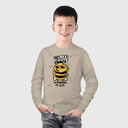Лонгслив хлопковый детский Why bee cause im cool, цвет: миндальный — фото 2
