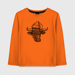 Лонгслив хлопковый детский Бык новогодний, цвет: оранжевый
