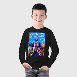 Лонгслив хлопковый детский Jojo and Minecraft - collaboration ai art, цвет: черный — фото 2