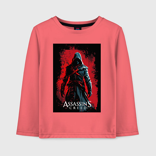Детский лонгслив Assassins creed на фоне красной стены / Коралловый – фото 1