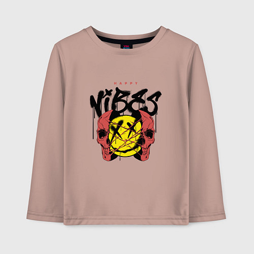 Детский лонгслив Счастливый вайб / Пыльно-розовый – фото 1