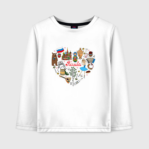 Детский лонгслив Россия турист / Белый – фото 1