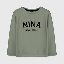 Лонгслив хлопковый детский Nina never alone - motto, цвет: авокадо