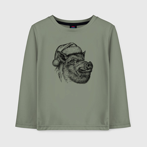 Детский лонгслив Кабан новогодний / Авокадо – фото 1
