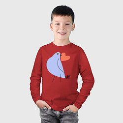 Лонгслив хлопковый детский Голубь с сердечком, цвет: красный — фото 2