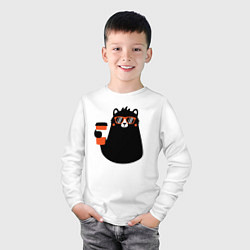 Лонгслив хлопковый детский Мишка с напитком, цвет: белый — фото 2