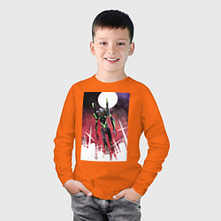 Лонгслив хлопковый детский Евангелион нового поколения робот, цвет: оранжевый — фото 2