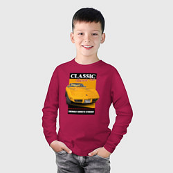 Лонгслив хлопковый детский Chevrolet Corvette американский маслкар, цвет: маджента — фото 2