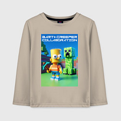 Лонгслив хлопковый детский Bart and Creeper - collaboration ai art, цвет: миндальный