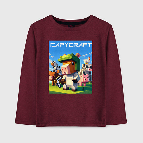 Детский лонгслив Capycraft - collaboration ai art / Меланж-бордовый – фото 1