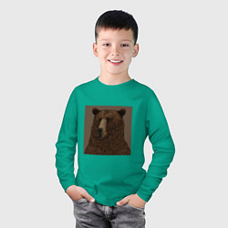 Лонгслив хлопковый детский Медведь странный, цвет: зеленый — фото 2