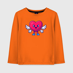 Лонгслив хлопковый детский Сердечко ангел, цвет: оранжевый
