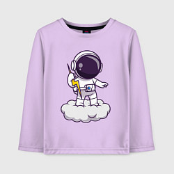 Лонгслив хлопковый детский Космонавт с молнией, цвет: лаванда