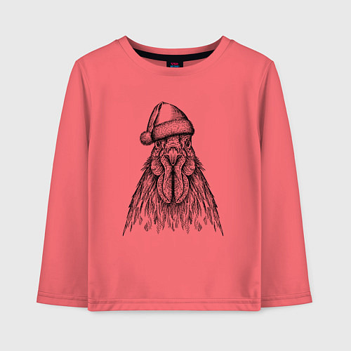 Детский лонгслив Петух новогодний / Коралловый – фото 1