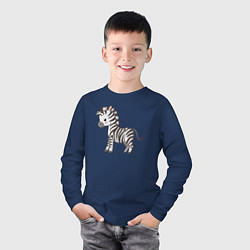Лонгслив хлопковый детский Маленькая зебра, цвет: тёмно-синий — фото 2