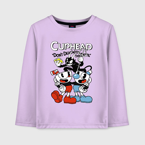 Детский лонгслив Cuphead - devil / Лаванда – фото 1