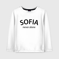 Лонгслив хлопковый детский Sofia never alone - motto, цвет: белый