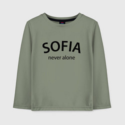 Лонгслив хлопковый детский Sofia never alone - motto, цвет: авокадо