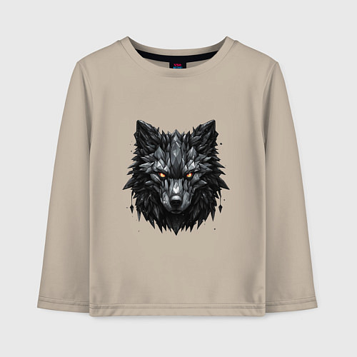 Детский лонгслив Графитовый волк / Миндальный – фото 1