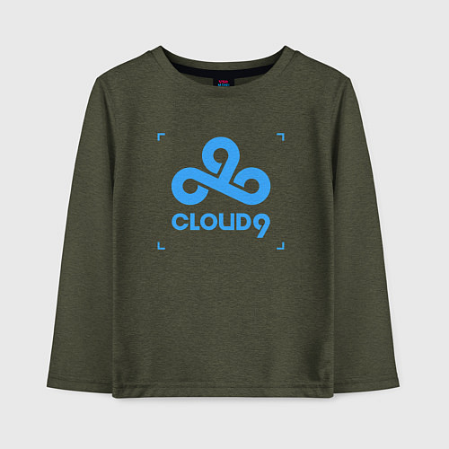 Детский лонгслив Cloud9 - tecnic blue / Меланж-хаки – фото 1