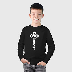 Лонгслив хлопковый детский Cloud9 - vertical logo, цвет: черный — фото 2
