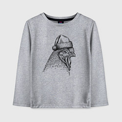 Лонгслив хлопковый детский Петушок в новогоднем колпаке, цвет: меланж