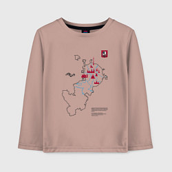 Лонгслив хлопковый детский Карта туристических мест Москвы, цвет: пыльно-розовый