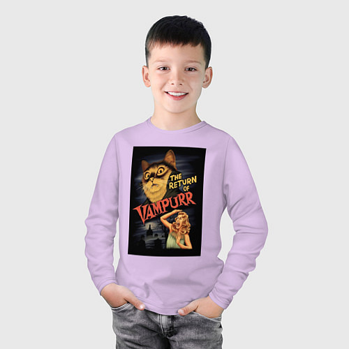 Детский лонгслив Кот возвращение вампира / Лаванда – фото 3