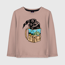 Лонгслив хлопковый детский Космос в рюкзаке, цвет: пыльно-розовый