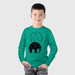Лонгслив хлопковый детский Cute elephants, цвет: зеленый — фото 2