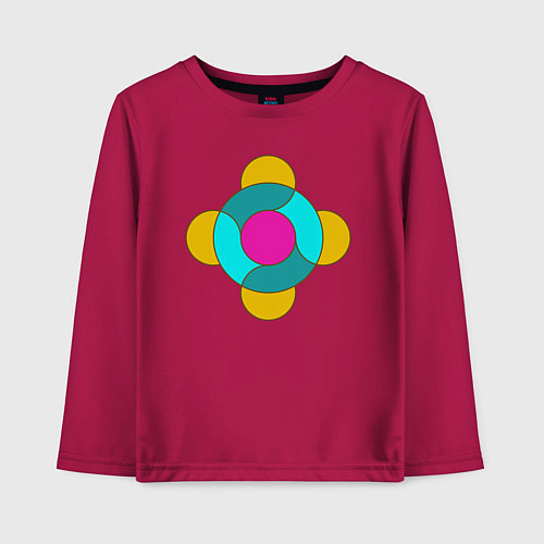 Детский лонгслив Геометрическая фигура из кругов / Маджента – фото 1