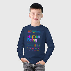 Лонгслив хлопковый детский Человеческое существо - human being, цвет: тёмно-синий — фото 2