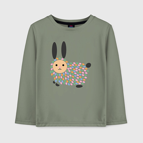Детский лонгслив Разноцветный зайчик / Авокадо – фото 1