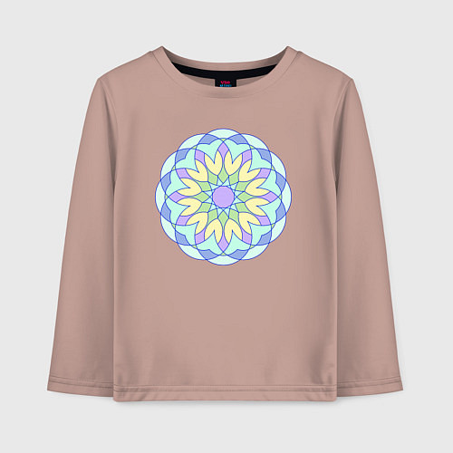 Детский лонгслив Цветочная геометрическая мандала / Пыльно-розовый – фото 1
