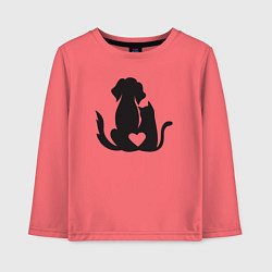 Лонгслив хлопковый детский Dog and cat love, цвет: коралловый