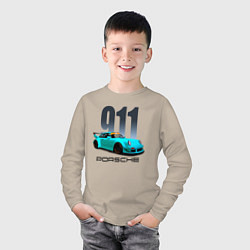 Лонгслив хлопковый детский Cпортивный автомобиль Porsche, цвет: миндальный — фото 2
