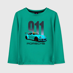 Лонгслив хлопковый детский Cпортивный автомобиль Porsche, цвет: зеленый