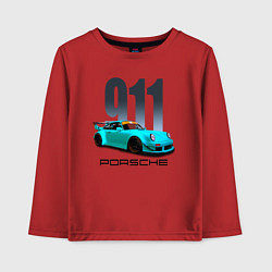 Лонгслив хлопковый детский Cпортивный автомобиль Porsche, цвет: красный