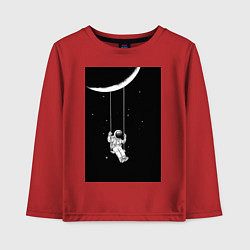 Лонгслив хлопковый детский Космонавт на качелях планета, цвет: красный