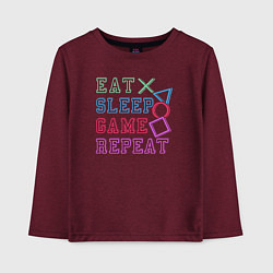 Лонгслив хлопковый детский Eat play sleep repeat lettering, цвет: меланж-бордовый