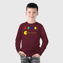 Лонгслив хлопковый детский Персонажи старых компьютерных игр, цвет: меланж-бордовый — фото 2
