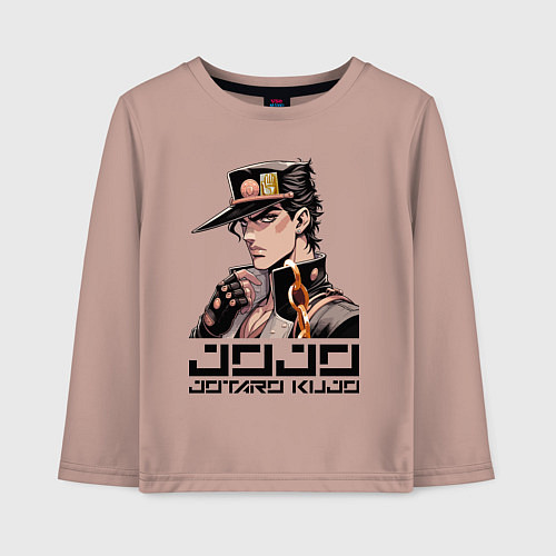 Детский лонгслив Jotaro Kujo - Jojo ai art / Пыльно-розовый – фото 1