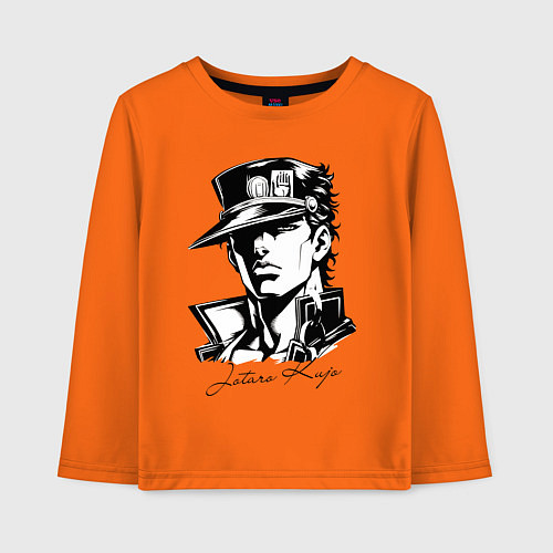 Детский лонгслив Jotaro Kujo - anime ai art / Оранжевый – фото 1