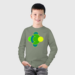 Лонгслив хлопковый детский Фигура из окружностей желто-зеленая, цвет: авокадо — фото 2
