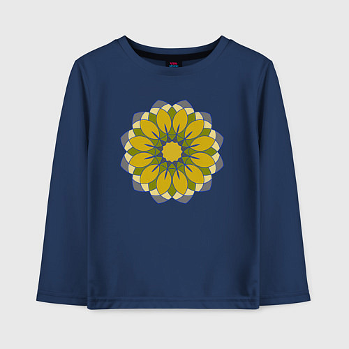 Детский лонгслив Мандала оливковых оттенков / Тёмно-синий – фото 1